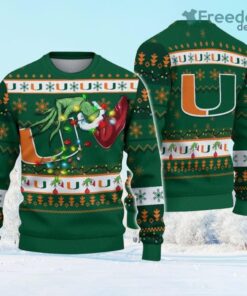 NCAA Miami Hurricanes Grinch Christmas Ugly Sweater Gift Christmas NCAA Miami Hurricanes Grinch Christmas Ugly Sweater Gift Christmas