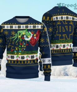 NCAA Notre Dame Fighting Irish Grinch Christmas Ugly Sweater Gift Christmas