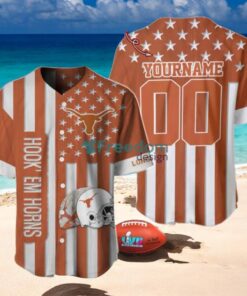 NCAA Texas Longhorns Custom Name And Number Slogan Baseball Jersey Shirt