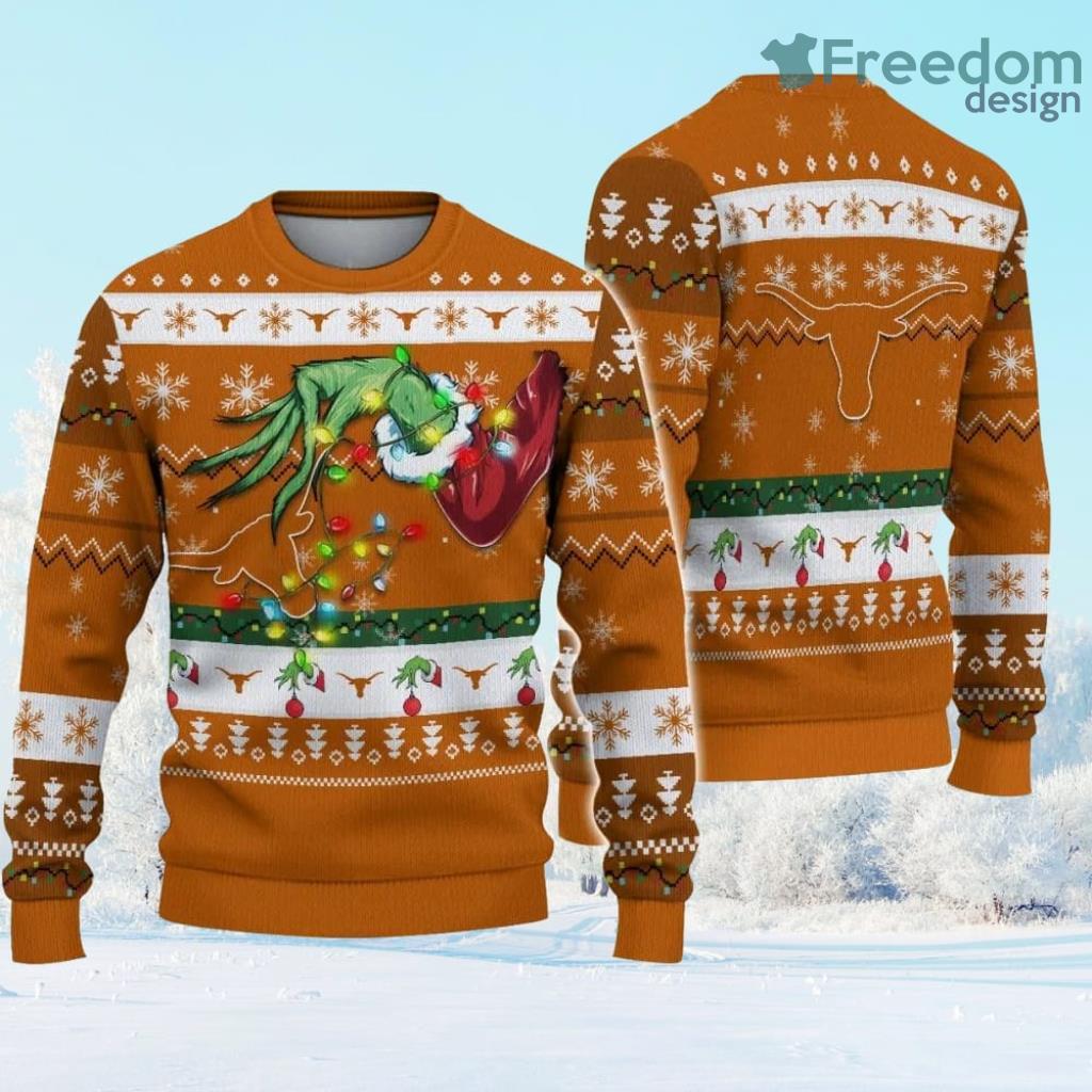 NCAA Texas Longhorns Grinch Christmas Ugly Sweater Gift Christmas image NCAA Texas Longhorns Grinch Christmas Ugly Sweater Gift Christmas Product Photo 1