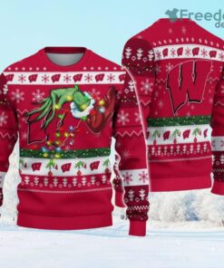 NCAA Wisconsin Badgers Grinch Christmas Ugly Sweater Gift Christmas