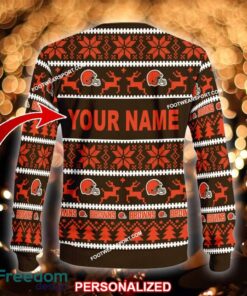 NEW Cosy Cleveland Browns Knitted Christmas Sweater AOP Gift For Men And Women - NFL Cleveland Browns Ugly Christmas Sweater For Men And Women Photo 2