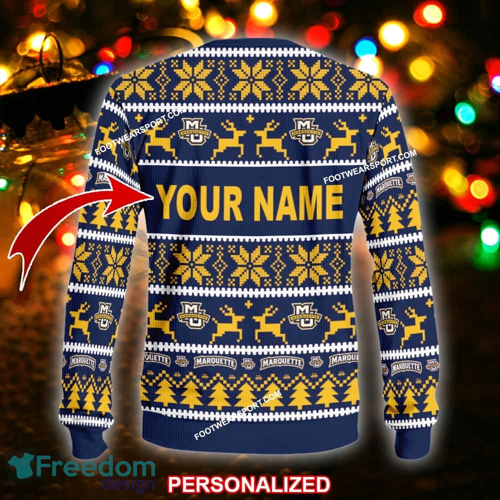 NEW Crochet marquette golden eagles Ugly Xmas 3D Sweater Gift For Men And Women image NEW Crochet marquette golden eagles Ugly Xmas 3D Sweater Gift For Men And Women - NCAA2 marquette golden eagles Ugly Christmas Sweater For Men And Women Photo 2