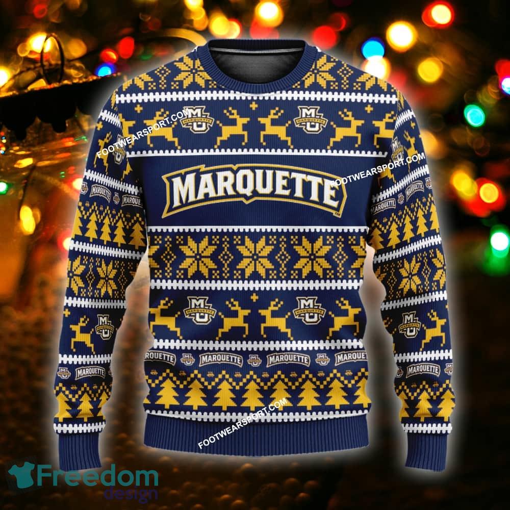 NEW Crochet marquette golden eagles Ugly Xmas 3D Sweater Gift For Men And Women image NEW Crochet marquette golden eagles Ugly Xmas 3D Sweater Gift For Men And Women - NCAA2 marquette golden eagles Ugly Christmas Sweater For Men And Women Photo 1