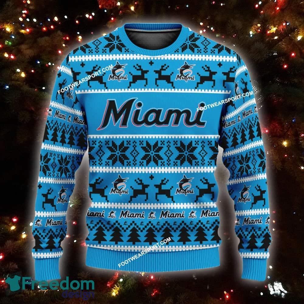 NEW Embroider Miami Marlins Ugly Christmas 3D Sweater Gift For Adult image NEW Embroider Miami Marlins Ugly Christmas 3D Sweater Gift For Adult - MLB Miami Marlins Ugly Christmas Sweater For Men And Women Photo 1