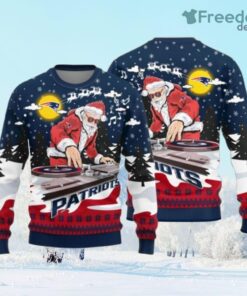 New England Patriots Logo Knitted Funny DJ Santa Ugly Christmas Sweater Gift Christmas