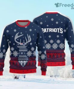 New England Patriots Logo Knitted Reindeer Ugly Christmas Sweater Gift Christmas