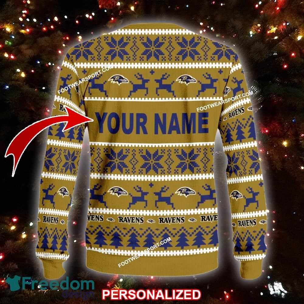NEW Friends Baltimore Ravens Ugly Christmas 3D Sweater Gift For Adult image NEW Friends Baltimore Ravens Ugly Christmas 3D Sweater Gift For Adult - NFL Baltimore Ravens Ugly Christmas Sweater For Men And Women Photo 2