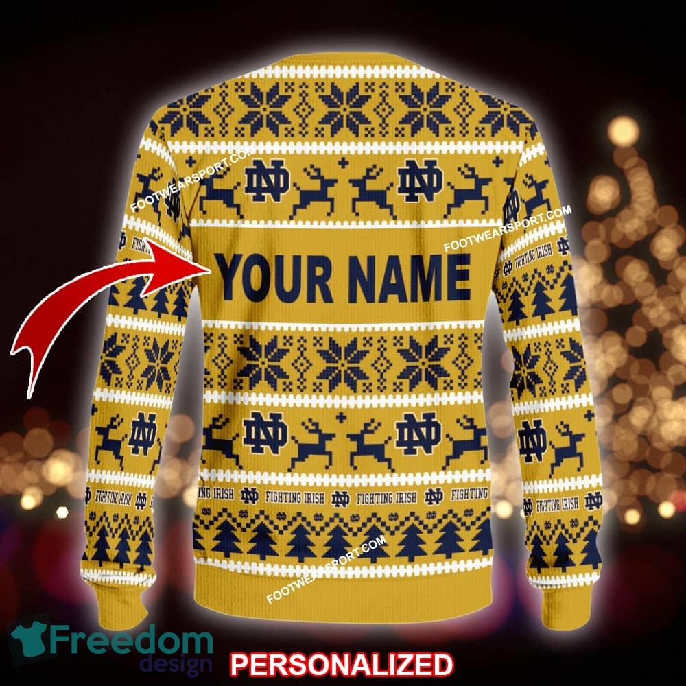 NEW Hygge Notre Dame Fighting Irish Ugly Christmas Sweater Gift Holidays image NEW Hygge Notre Dame Fighting Irish Ugly Christmas Sweater Gift Holidays - NCAA Notre Dame Fighting Irish Ugly Christmas Sweater For Men And Women Photo 2