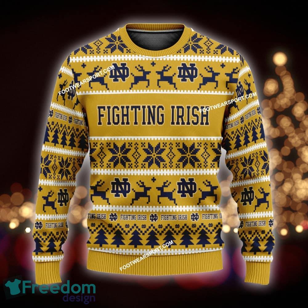 NEW Hygge Notre Dame Fighting Irish Ugly Christmas Sweater Gift Holidays image NEW Hygge Notre Dame Fighting Irish Ugly Christmas Sweater Gift Holidays - NCAA Notre Dame Fighting Irish Ugly Christmas Sweater For Men And Women Photo 1