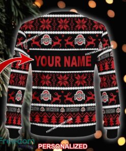 NEW Ice-skating Ohio State Buckeyes Knitted Christmas Sweater AOP Gift For Men And Women - NCAA Ohio State Buckeyes Ugly Christmas Sweater For Men And Women Photo 2