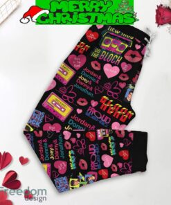 New Kids On The Block NKOTB Valentine Black Fleece Pajamas Set Full Print Christmas For Women - New Kids On The Block NKOTB Valentine Black Fleece Pajamas Set-3