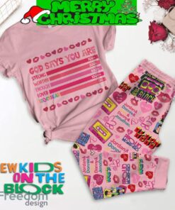 New Kids On The Block NKOTB Valentine Pink Fleece Pajamas Set Christmas For Family - New Kids On The Block NKOTB Valentine Pink Fleece Pajamas Set-1