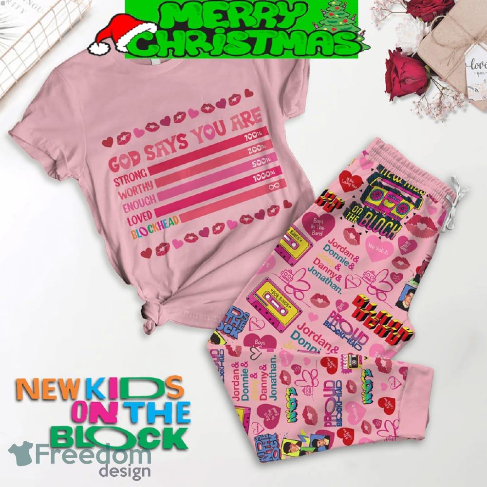 New Kids On The Block NKOTB Valentine Pink Fleece Pajamas Set Christmas For Family - New Kids On The Block NKOTB Valentine Pink Fleece Pajamas Set-1