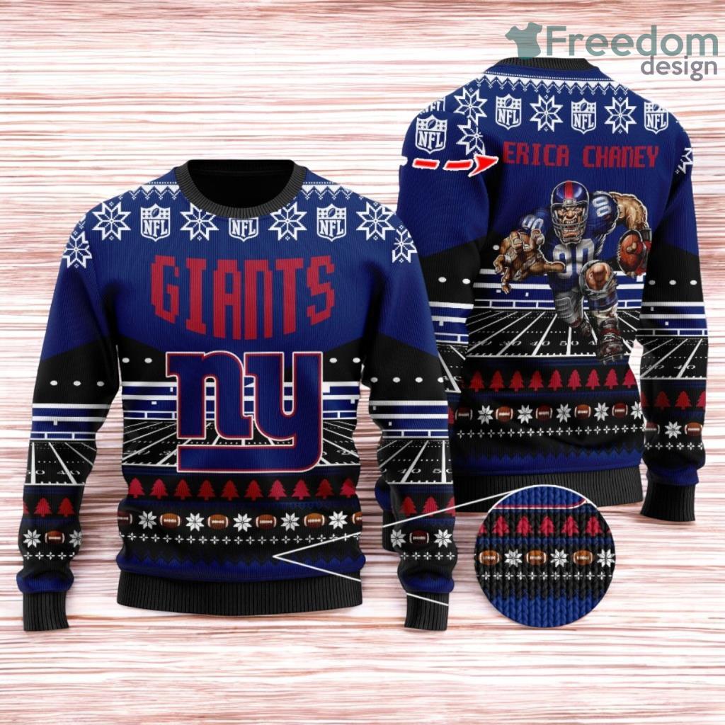 New York Giants Ugly Sweater Mascot NFL Christmas Gifts for big fans image New York Giants Ugly Sweater Mascot NFL Christmas Gifts for big fans Product Photo 1