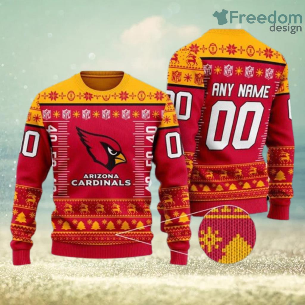 NFL Arizona Cardinals Custom Name Number Ugly Christmas Sweater V3 Gift Christmas image NFL Arizona Cardinals Custom Name Number Ugly Christmas Sweater V3 Gift Christmas Product Photo 1
