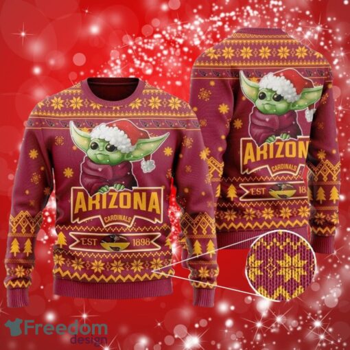 NFL Arizona Cardinals Cute Baby Yoda Grogu Christmas Full Over Print Gifts Christmas 3D Sweater Shirt Product Photo 1