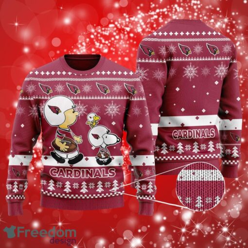 NFL Arizona Cardinals Funny Charlie Brown Peanuts Snoopy Christmas Red White Sweater Full Over Print Gifts Christmas 3D Sweater Shirt Product Photo 1