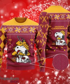 NFL Arizona Cardinals Funny Charlie Brown Peanuts Snoopy Christmas Yellow Red Sweater Full Over Print Gifts Christmas 3D Sweater Shirt