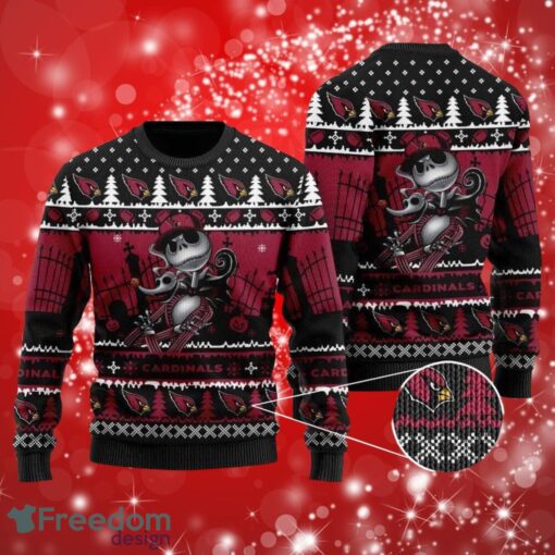 NFL Arizona Cardinals Jack Skellington Halloween Christmas Full Over Print Gifts Christmas 3D Sweater Shirt Product Photo 1