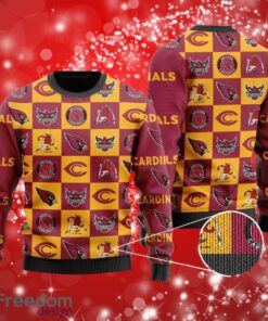 NFL Arizona Cardinals Logo Checkered Flannel Christmas Full Over Print Gifts Christmas 3D Sweater Shirt