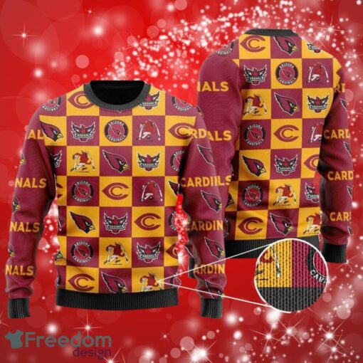 NFL Arizona Cardinals Logo Checkered Flannel Christmas Full Over Print Gifts Christmas 3D Sweater Shirt Product Photo 1