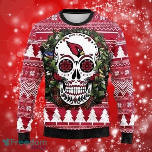 NFL Arizona Cardinals Skull Flower Christmas Full Over Print Gifts Christmas 3D Sweater Shirt Product Photo 1