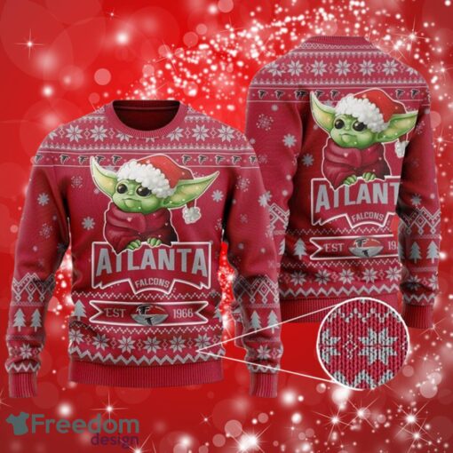 NFL Atlanta Falcons Cute Baby Yoda Grogu Christmas Full Over Print Gifts Christmas 3D Sweater Shirt Product Photo 1