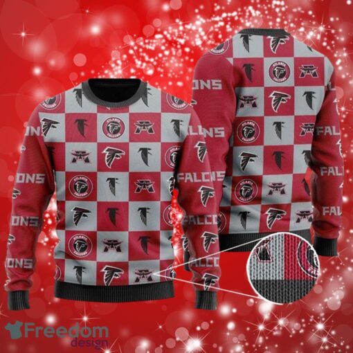 NFL Atlanta Falcons Logo Checkered Flannel Design Christmas Full Over Print Gifts Christmas 3D Sweater Shirt Product Photo 1