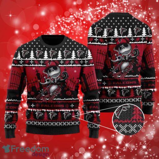 NFL Atlanta Falcons Logo Jack Skellington Halloween Holiday Party Christmas Full Over Print Gifts Christmas 3D Sweater Shirt Product Photo 1