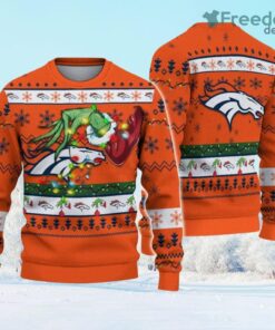 NFL Denver Broncos Grinch Christmas Ugly Sweater  Gift Christmas