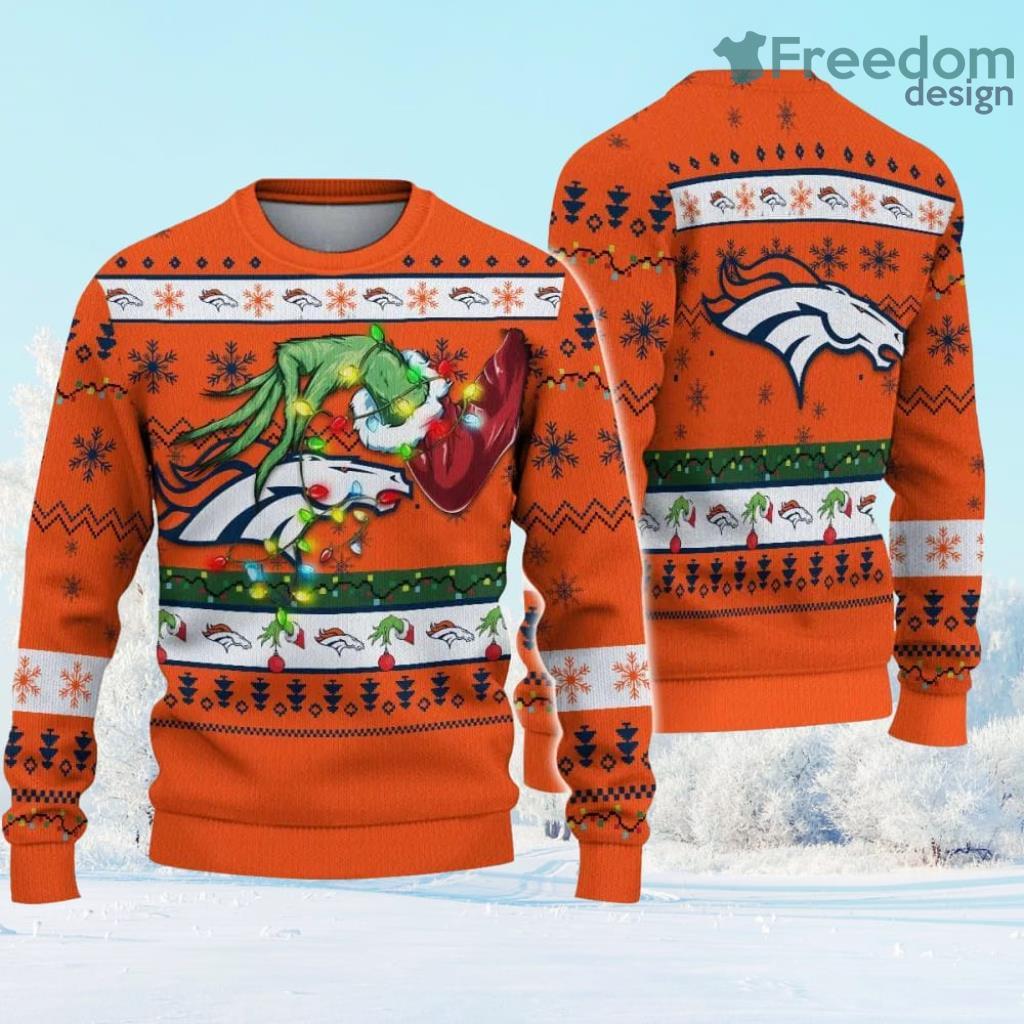NFL Denver Broncos Grinch Christmas Ugly Sweater Gift Christmas image NFL Denver Broncos Grinch Christmas Ugly Sweater Gift Christmas Product Photo 1