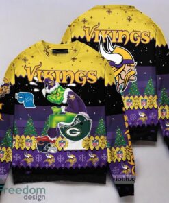 NFL Grinch Minnesota Vikings Custom Ugly Christmas Sweater 3D Printed Christmas Gift