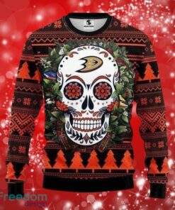 NHL Anaheim Ducks Skull Flower Christmas Full Over Print Gifts Christmas 3D Sweater Shirt