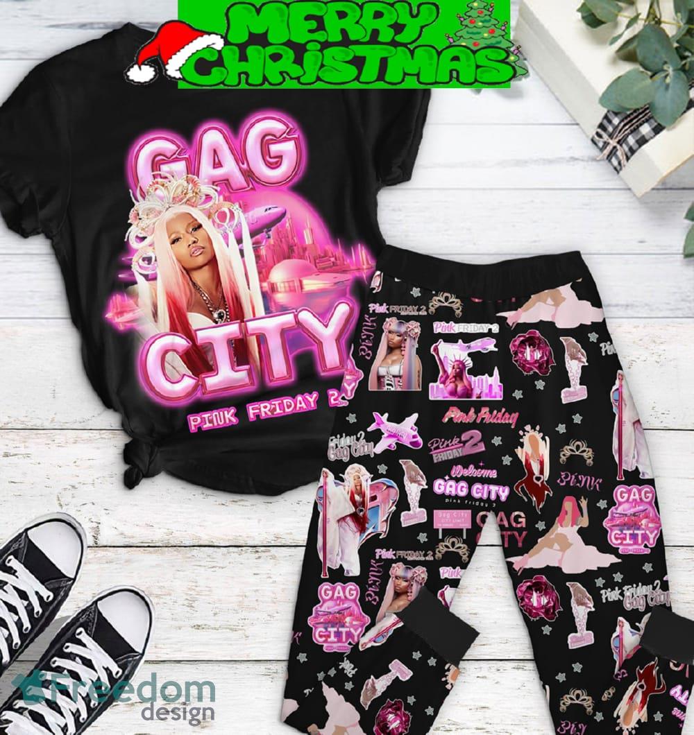 Nicki Minaj Gag City The Pink Friday 2 Tour Fleece Pajamas Set Black Design Men Women For Fans - Nicki Minaj Gag City The Pink Friday 2 Tour Fleece Pajamas Set Black Design-1