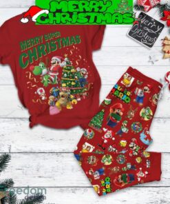 Nintendo Super Mario Merry Super Christmas Santa Mario Christmas Tree Pajamas Set Full Print Christmas For Women - Nintendo Super Mario Merry Super Christmas Santa Mario Christmas Tree Pajamas Set-1