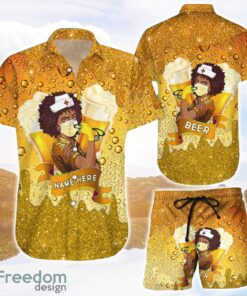 Nurse Beer Custom Gliter Gifts Unisex 3D Printing Hawaiian Shirt