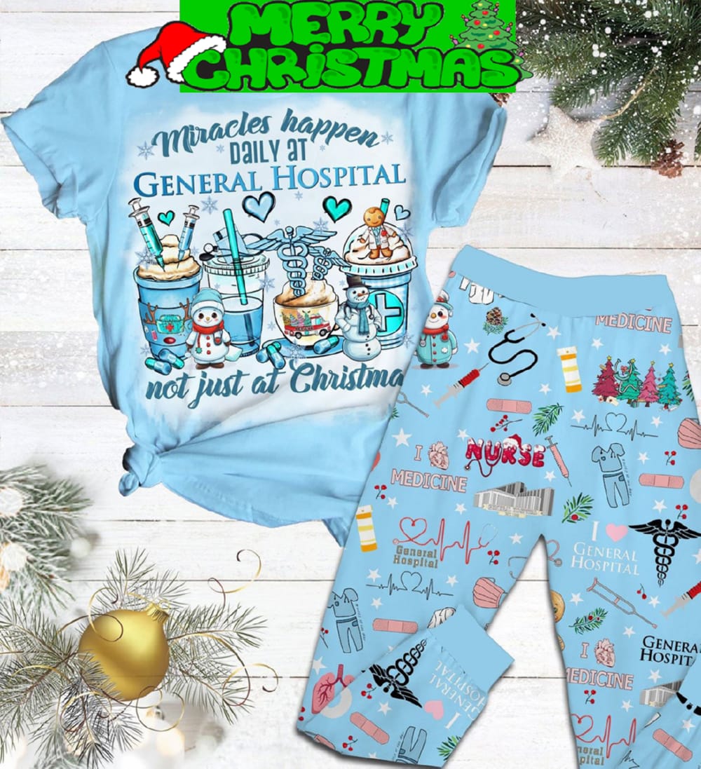 Nurse I Love Medicine Miracle Happen Daily At General Hospital Not Just As Christmas Fleece Pajamas Set Men Women For Fans - 060824-172520