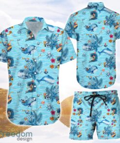 Ocean Pacific Hawaiian Shirt and Shorts Whale and Boat Button Down Shirts Summer Holiday Gift Ideas