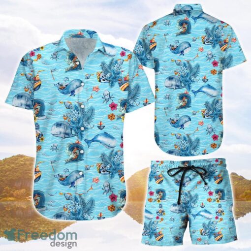 Ocean Pacific Hawaiian Shirt and Shorts Whale and Boat Button Down Shirts Summer Holiday Gift Ideas Product Photo 1