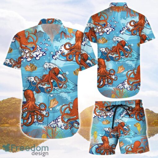 Octopus Hawaiian Shirts and ShortsTropical Octopus Under Ocean Hawaii Shirt Ocean Themed Gifts Ideas Product Photo 1