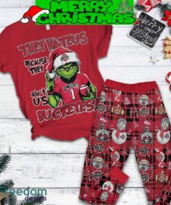 Ohio State Buckeyes Grinch Hate Us Christmas Fleece Pajamas Set Gift Family - Ohio State Buckeyes Grinch Hate Us Christmas Fleece Pajamas Set-2