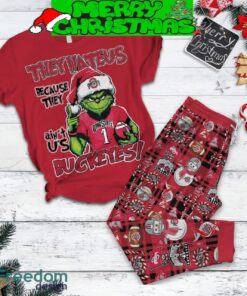 Ohio State Buckeyes Grinch Hate Us Christmas Fleece Pajamas Set Gift Family - Ohio State Buckeyes Grinch Hate Us Christmas Fleece Pajamas Set-1