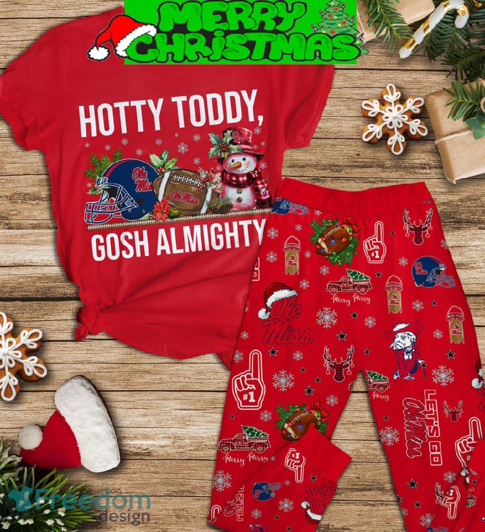 Ole Miss Rebels Gosh Almighty Snowman University of Mississippi Hotty Toddy Gosh Almighty Snowman Fleece Pajama Sets Men Women For Fans - 060824-173759