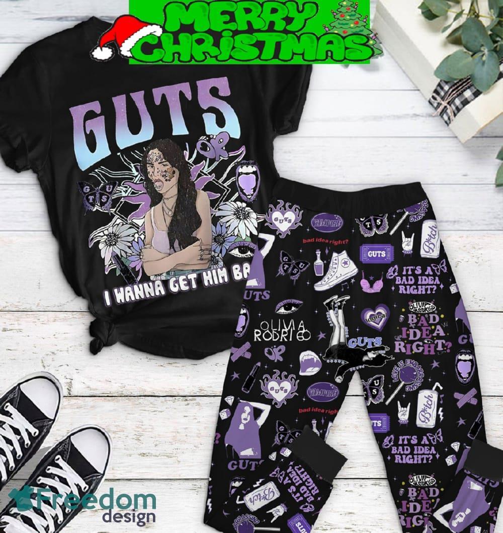 Olivia Rodrigo Guts I Wanna Get Him Back Fleece Pajamas Set Black Version Gift Family - Olivia Rodrigo Guts I Wanna Get Him Back Fleece Pajamas Set Black Version-1