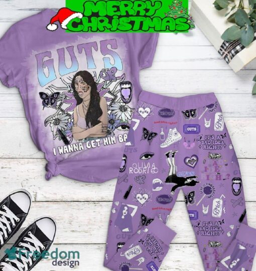 Olivia Rodrigo Guts I Wanna Get Him Back Purple Design Fleece Pajamas Set For Christmas - Olivia Rodrigo Guts I Wanna Get Him Back Purple Design Fleece Pajamas Set-1