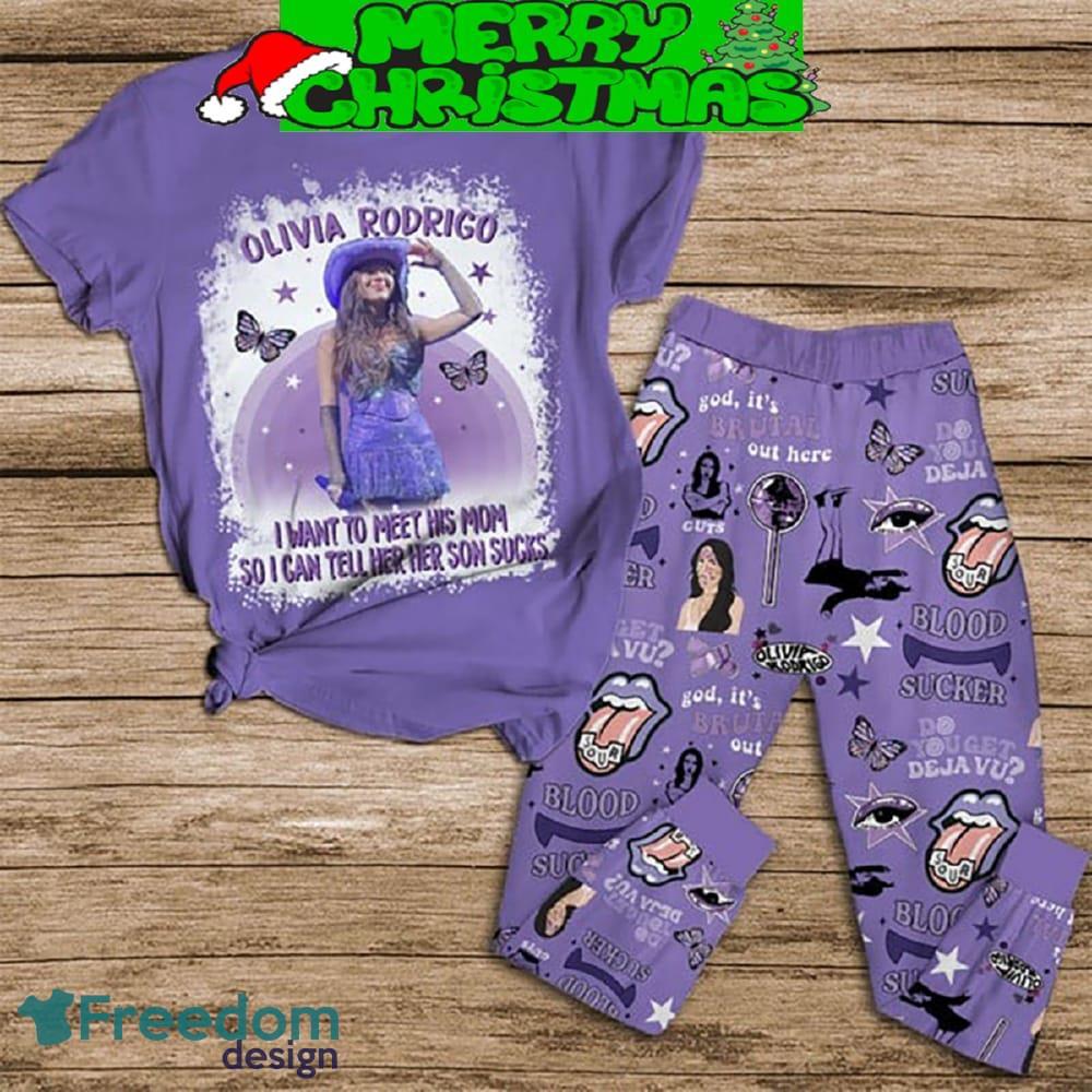 Olivia Rodrigo Meet His Mom Sucker Fleece Pajamas Set Christmas For Family - Olivia Rodrigo Meet His Mom Sucker Fleece Pajamas Set-1