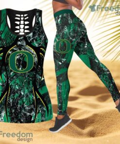 Oregon Ducks NCAA Personalized Combo Hollow Tanktop And Leggings Gift For Women
