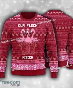Our Flock Rocks Pinky Flamingo Funny s Ugly Christmas 3D Sweater