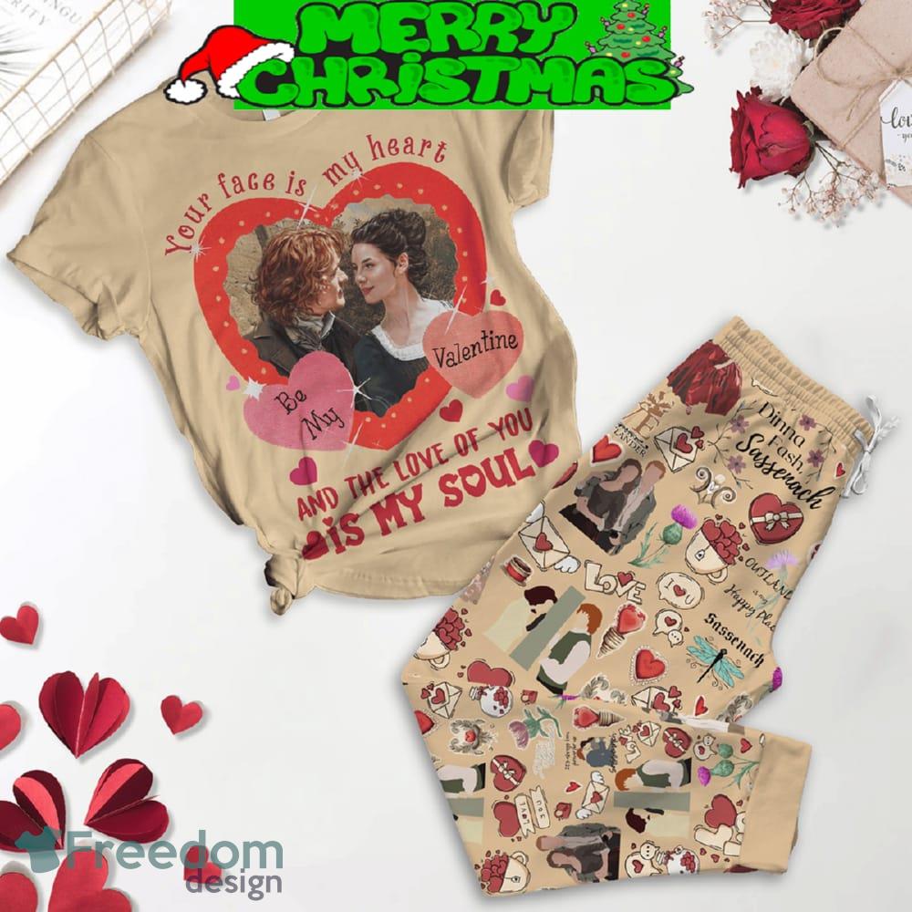 Outlander Happy Valentine Beige Fleece Pajamas Set For Christmas - Outlander Happy Valentine Beige Fleece Pajamas Set-1